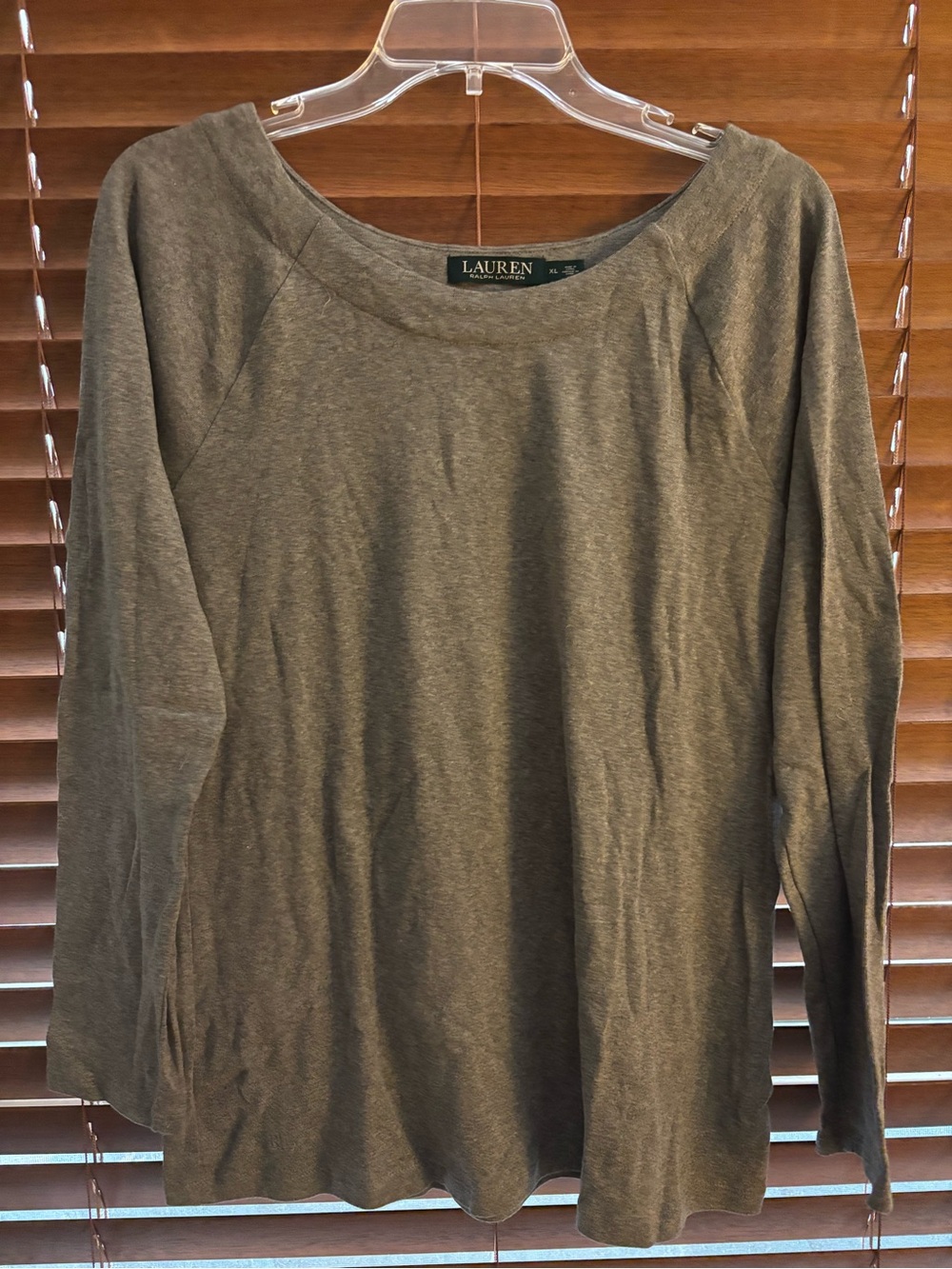Lauren Ralph Lauren Long Sleeve Scoop Neck Top in Grey XL Like New